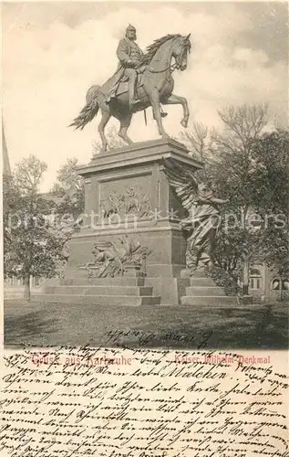 AK / Ansichtskarte Karlsruhe_Baden Kaiser Wilhelm Denkmal Reiterstandbild Karlsruhe_Baden