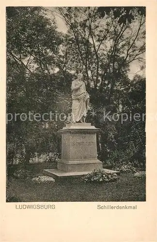 AK / Ansichtskarte Ludwigsburg_Wuerttemberg Schillerdenkmal Statue Ludwigsburg Wuerttemberg