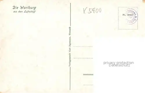 AK / Ansichtskarte Wartburg_Eisenach aus dem Luftschiff Wartburg Eisenach