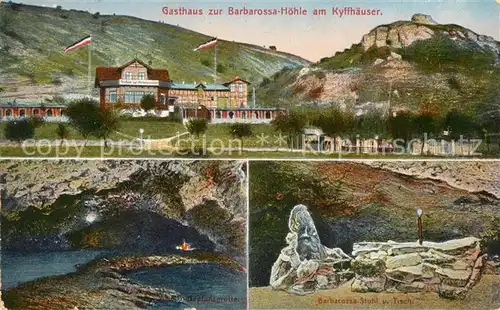AK / Ansichtskarte Rottleben Gasthaus zur Barbarossahoehle am Kyffhaeuser Grotte Stuhl und Tisch Rottleben