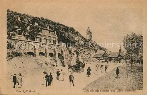 AK / Ansichtskarte Kyffhaeuser Kaiser Wilhelm Denkmal Wirtschaft Restauration Pferdekutsche Kyffhaeuser