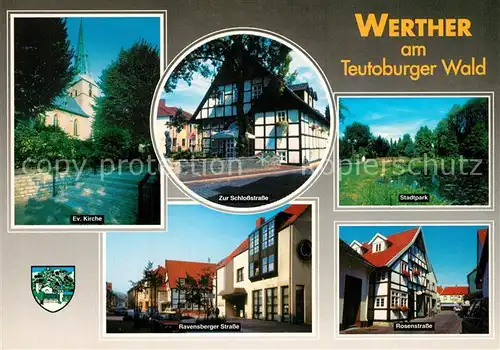 AK / Ansichtskarte Werther_Westfalen Schlossstrasse Stadtpark Rosenstrasse Ravensberger Strasse Werther_Westfalen