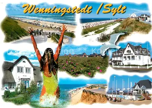 AK / Ansichtskarte Wenningstedt_Sylt Strand Reetdachhaeuser Wenningstedt_Sylt