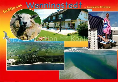 AK / Ansichtskarte Wenningstedt_Sylt Fliegeraufnahme Strand Schaf Wenningstedt_Sylt