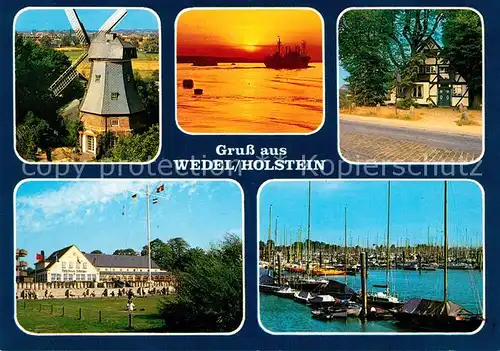 AK / Ansichtskarte Wedel_Pinneberg Windmuehle Hafen Wedel Pinneberg