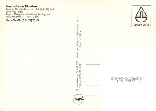 AK / Ansichtskarte Wasserzell_Eichstaett Gasthaus zum Hirschen Wasserzell_Eichstaett