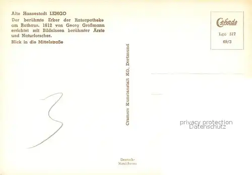 AK / Ansichtskarte Lemgo Hansestadt Ratsapothek Erker Rathaus Lemgo