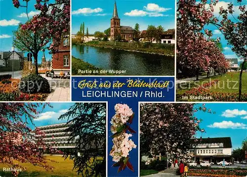 AK / Ansichtskarte Leichlingen_Rheinland Wupperpartie Stadtpark Rathaus Leichlingen_Rheinland