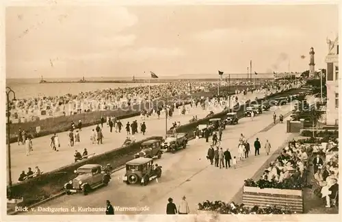 AK / Ansichtskarte Warnemuende_Ostseebad Blick vom Dachgarten des Kurhauses Strandpromenade Strand Warnemuende_Ostseebad