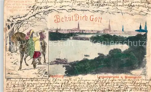 AK / Ansichtskarte Hamburg Lombartsbruecke Binnenalster Trompeter mit Pferd Poesie Hamburg
