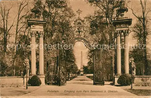 AK / Ansichtskarte Potsdam Eingang zum Park Sanssouci Obelisk Potsdam