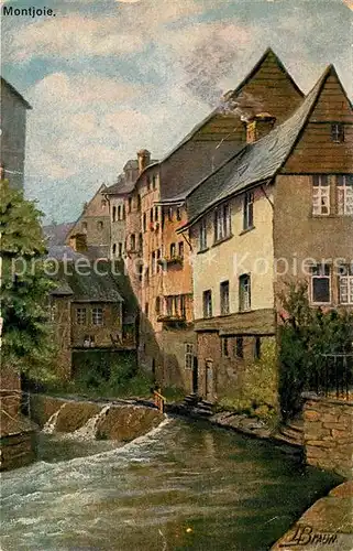 AK / Ansichtskarte Montjoie_Monschau Haeuserpartie am Laufenbach Altstadt L. Braun Kuenstlerkarte Montjoie Monschau