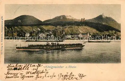 AK / Ansichtskarte Koenigswinter Blick ueber den Rhein Rheindampfer Koenigswinter