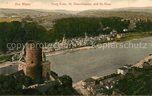 AK / Ansichtskarte St_Goarshausen Burg Katz Panorama Blick ueber den Rhein St Goar St_Goarshausen