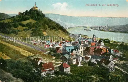 AK / Ansichtskarte Braubach_Rhein Panorama mit Marksburg Braubach Rhein