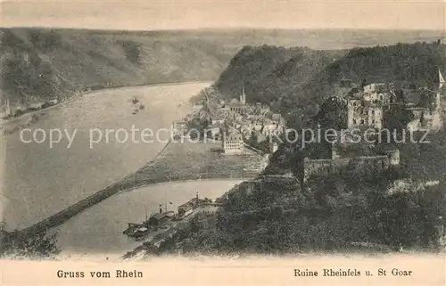 AK / Ansichtskarte St_Goar Panorama Rheintal mit Burgruine Rheinfels St_Goar