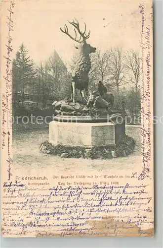 AK / Ansichtskarte Friedrichsruh_Aumuehle Der siegende Hirsch mit Mausoleum im Hintergrund Tag der Beisetzung 16. Maerz 1899 Otto von Bismarck Friedrichsruh_Aumuehle