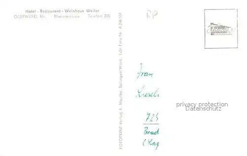 AK / Ansichtskarte Oberwesel_Rhein Stadtbild mit Kirche Ochsenturm Klosterruine Oberwesel Rhein