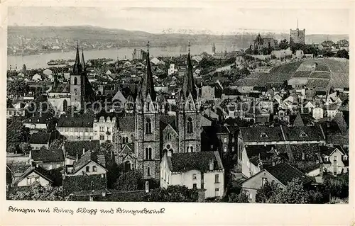 AK / Ansichtskarte Bingen_Rhein Stadtbild mit Burg Klopp und Bingerbrueck Bingen Rhein