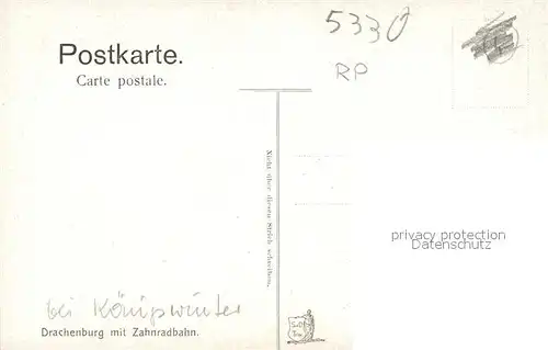 AK / Ansichtskarte Koenigswinter Drachenburg mit Zahnradbahn Koenigswinter