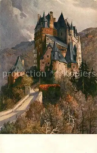 AK / Ansichtskarte Wierschem Burg Eltz Senftenberger Krone Brikett Serien Serie XX Bild 1 H. R. Schulze Kuenstlerkarte Wierschem