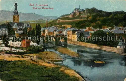 AK / Ansichtskarte Bad_Kreuznach Panorama Blick ueber die Nahe zur Kauzenburg Bad_Kreuznach
