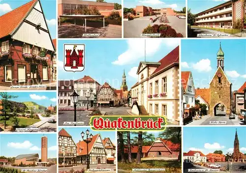 AK / Ansichtskarte Quakenbrueck Lange Strasse Hallenbad Hospital Fachwerk Hohe Pforte Quakenbrueck