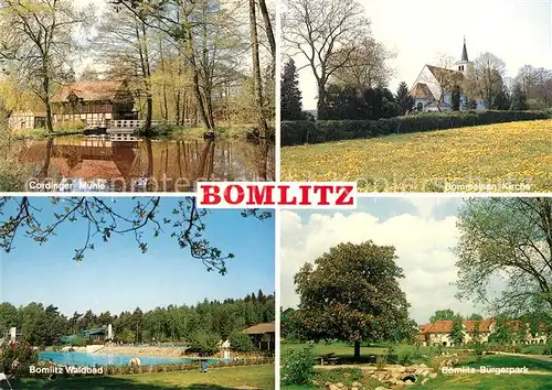 AK / Ansichtskarte Bomlitz Cordinger Muehle Buergerpark Waldbad Bommelsen Kirche  Bomlitz