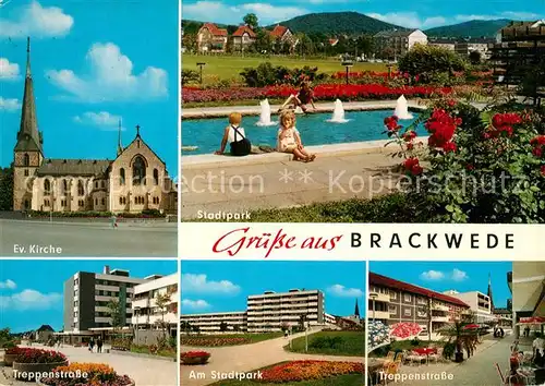 AK / Ansichtskarte Brackwede_Westfalen Stadtpark Treppenstrasse Kirche Brackwede_Westfalen