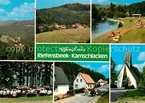 AK / Ansichtskarte Kamschlacken Riefenbeek Kirche Freibad  Kamschlacken