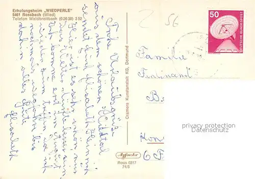 AK / Ansichtskarte Rossbach_Wied Erholungsheim Wiedperle Rossbach Wied