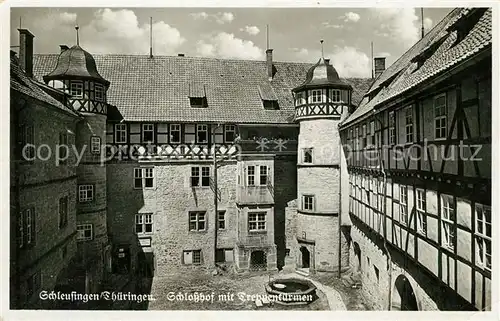 AK / Ansichtskarte Schleusingen Schlosshof mit Treppentuermen Schleusingen