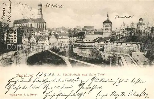 AK / Ansichtskarte Augsburg St Ulrichskirche und Rotes Thor Augsburg