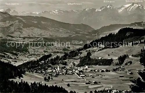 Oberstaufen Blick von der Juget mit Churfirsten Altmann Saentis Oberstaufen