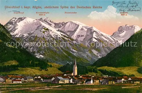 Oberstdorf mit Kegelkopf Krottenkoepfe Fuerschiesser Kraetzer Oberstdorf