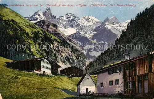 Einoedsbach Dorfmotiv mit Allgaeuer Alpen Einoedsbach