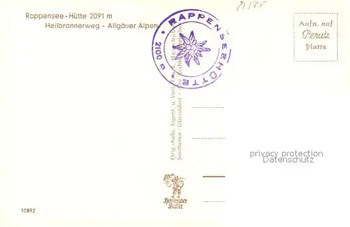 Rappenseehuette mit Heilbronner Weg und Allgaeuer Alpen Rappenseehuette