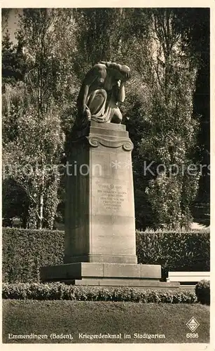 Emmendingen Kriegerdenkmal im Stadtgarten Emmendingen