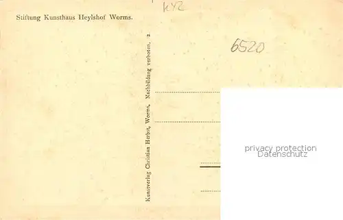 Worms_Rhein Kunsthaus Heylshof mit Dom Kuenstlerkarte Worms Rhein