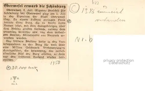 Oberwesel_Rhein Ruine Schoenburg Oberwesel Rhein