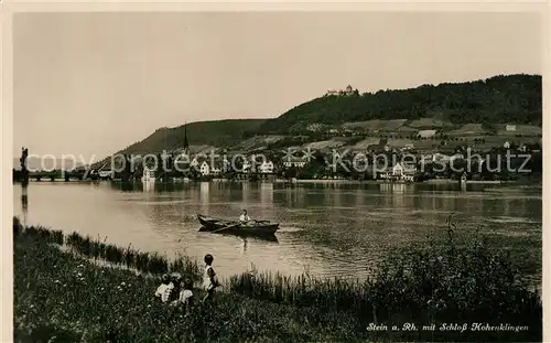 Stein_Rhein Uferpartie am Rhein mit Blick zum Schloss Hohenklingen Stein Rhein