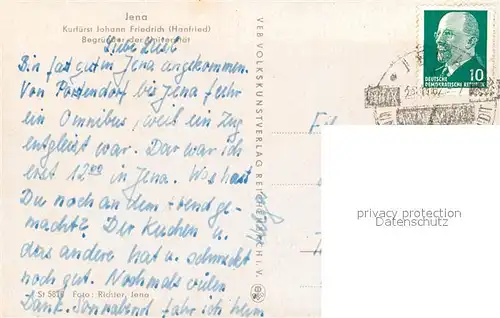 Jena_Thueringen Denkmal Kurfuerst Johann Friedrich Hanfried Begruender der Universitaet Jena Thueringen