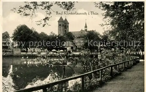 Bad_Klosterlausnitz Partie am Wasser Blick zur Kirche Bad_Klosterlausnitz