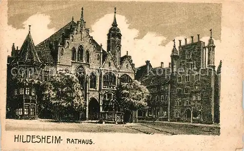 Hildesheim Rathaus Zeichnung Kuenstlerkarte Hildesheim