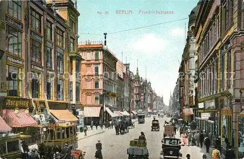 Berlin Friedrichstrasse Verkehr Pferdebus Automobile Soldatenkarte Berlin