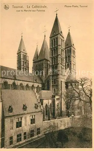 Tournai_Hainaut La Cathedrale vue du Marche aux Poteries Tournai Hainaut
