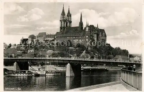 Meissen_Elbe_Sachsen Elbe Bruecke Dampfer Burgberg Dom Albrechtsburg Meissen_Elbe_Sachsen