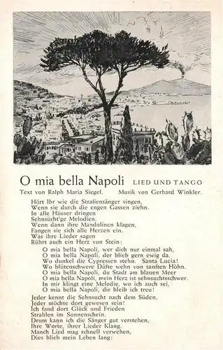 Napoli_Neapel O mia bella Napoli Lied und Tango Kuenstlerkarte Napoli Neapel