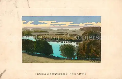 Bruhnskoppel Fernsicht Landschaftspanorama Holsteinische Schweiz Kuenstlerkarte Bruhnskoppel