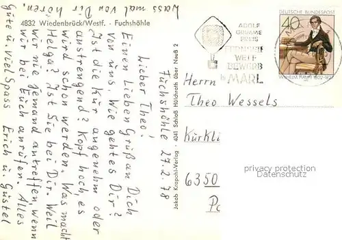 AK / Ansichtskarte Wiedenbrueck Fuchshoehle Wiedenbrueck